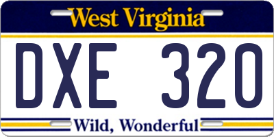 WV license plate DXE320