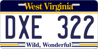 WV license plate DXE322