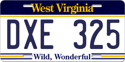 WV license plate DXE325