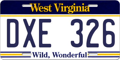 WV license plate DXE326