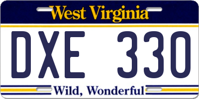 WV license plate DXE330