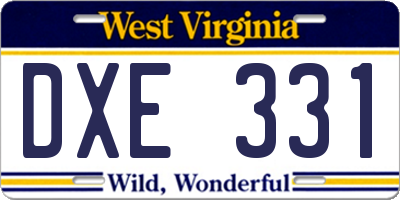 WV license plate DXE331