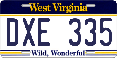 WV license plate DXE335
