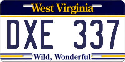 WV license plate DXE337