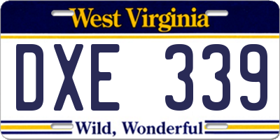 WV license plate DXE339