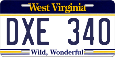 WV license plate DXE340