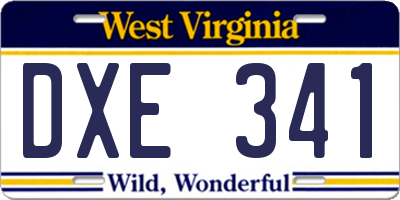 WV license plate DXE341