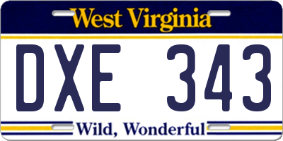 WV license plate DXE343