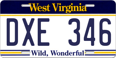 WV license plate DXE346