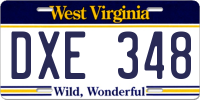 WV license plate DXE348