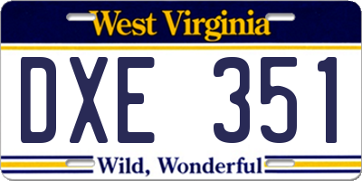 WV license plate DXE351
