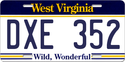 WV license plate DXE352
