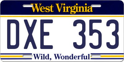 WV license plate DXE353