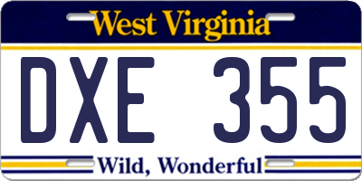WV license plate DXE355