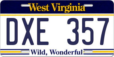 WV license plate DXE357