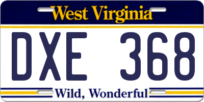 WV license plate DXE368