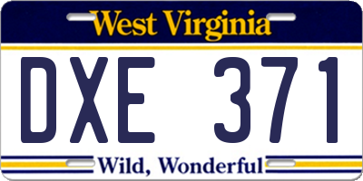 WV license plate DXE371