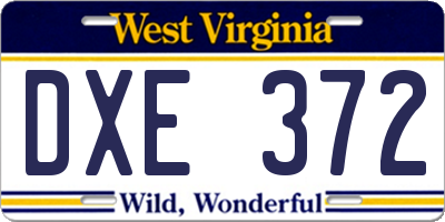 WV license plate DXE372