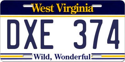 WV license plate DXE374