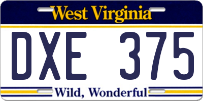 WV license plate DXE375