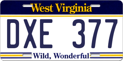 WV license plate DXE377