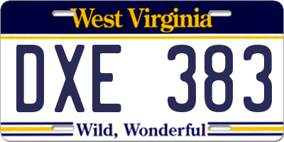 WV license plate DXE383