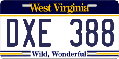 WV license plate DXE388