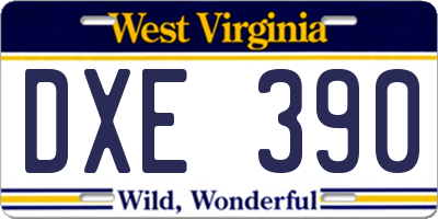 WV license plate DXE390