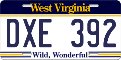 WV license plate DXE392