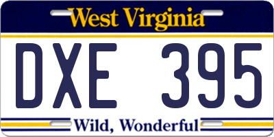 WV license plate DXE395