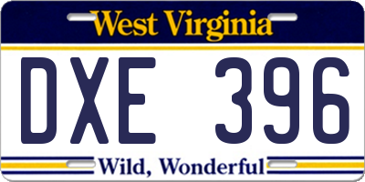 WV license plate DXE396