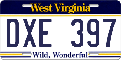 WV license plate DXE397