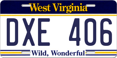 WV license plate DXE406