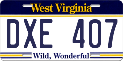 WV license plate DXE407