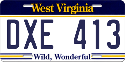 WV license plate DXE413