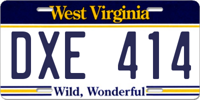 WV license plate DXE414