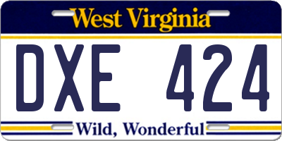 WV license plate DXE424
