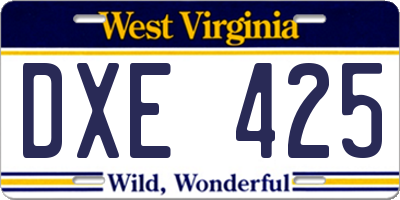 WV license plate DXE425