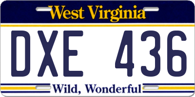 WV license plate DXE436