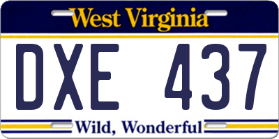 WV license plate DXE437