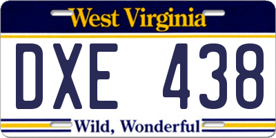 WV license plate DXE438