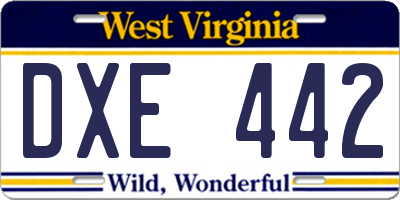 WV license plate DXE442