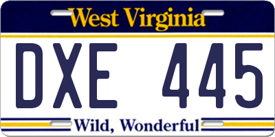 WV license plate DXE445