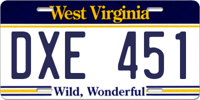 WV license plate DXE451