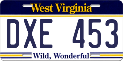 WV license plate DXE453