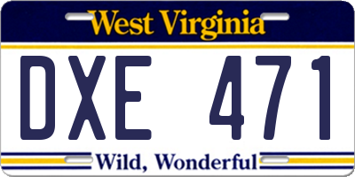 WV license plate DXE471