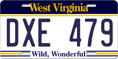 WV license plate DXE479