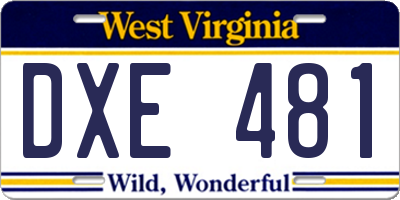 WV license plate DXE481