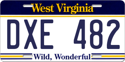 WV license plate DXE482