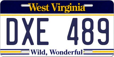 WV license plate DXE489